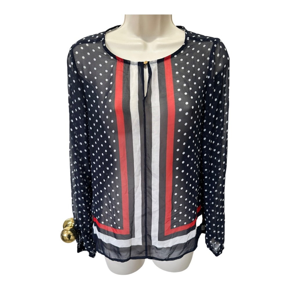 ⭐️ THE LIMITED BLOUSE - RED, WHITE, BLUE - POLKA DOT - SHEER - SIZE XS ⭐️